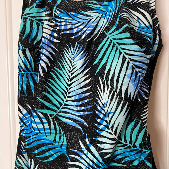 Gabar One-Piece Swimsuit in Blue Green and Black Fern Print Size 10C - Picture 2 of 6